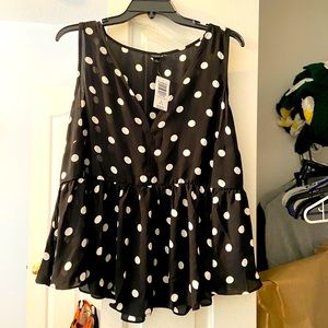Sheer white polka dot sleeveless torrid blouse